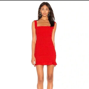 Revolve Capulet red linen bodycon dress